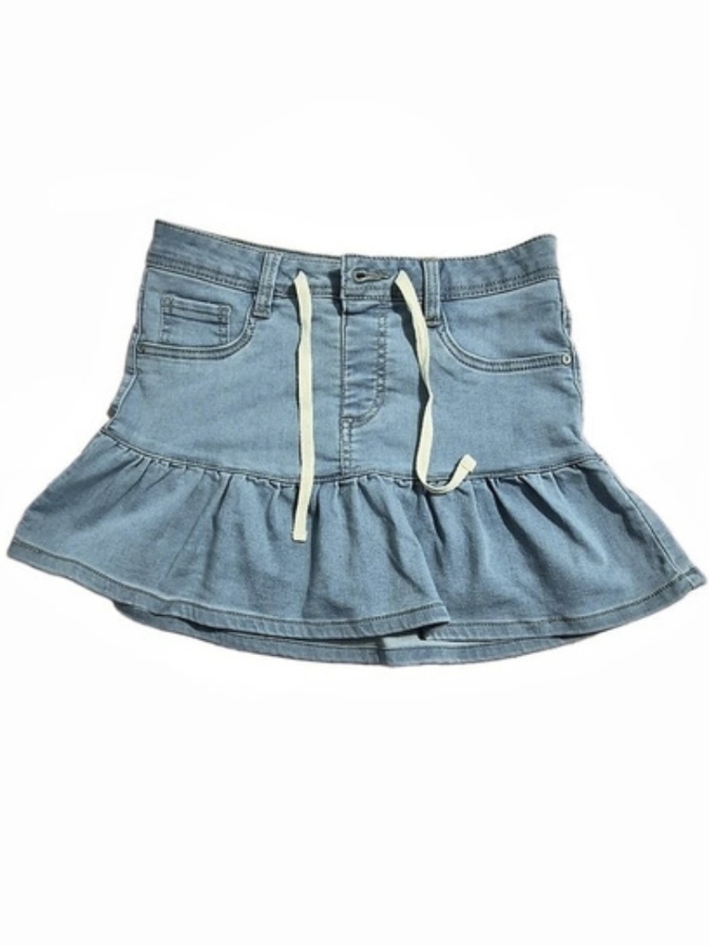 Queeze Girls Denim Ruffle Skirt Size 12 Like New